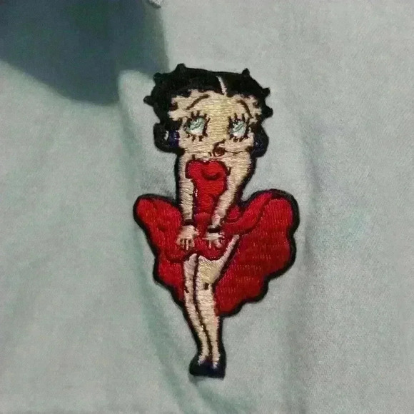 Betty Boop M light Jean material shacket, vintage cotton y2k embroidered - Picture 2 of 7